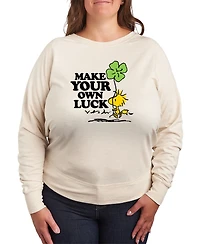 Hybrid Apparel Plus Peanuts St. Patrick's Day Woodstock Make Your Own Luck French Terry Graphic Crewneck T-Shirt