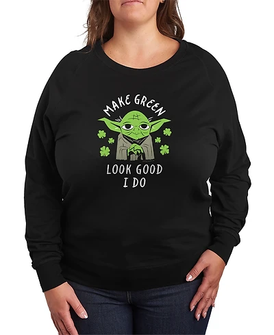 Hybrid Apparel Plus Make Green Look Good Yoda Graphic Sweatshirt
