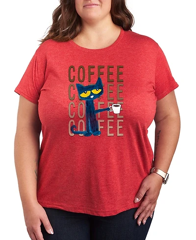 Hybrid Apparel Plus Pete the Cat Coffee Short-Sleeve Graphic T-Shirt