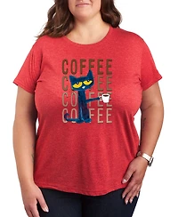 Hybrid Apparel Plus Pete the Cat Coffee Short-Sleeve Graphic T-Shirt