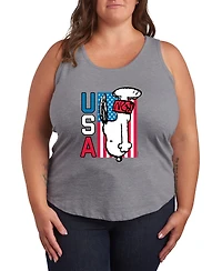 Hybrid Apparel Plus Peanuts Snoopy Diving Usa Racerback Graphic Crewneck Tank Top