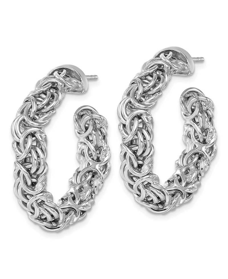 Curata Jewelry 925 Sterling Silver Italian Rhodium plated Byzantine Hoop Earrings 30x7.5mm 30.5x29.3mm Wide 7.5mm Thick Hoop Earring