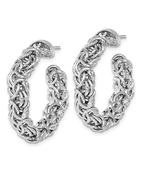 Curata Jewelry 925 Sterling Silver Italian Rhodium plated Byzantine Hoop Earrings 30x7.5mm 30.5x29.3mm Wide 7.5mm Thick Hoop Earring