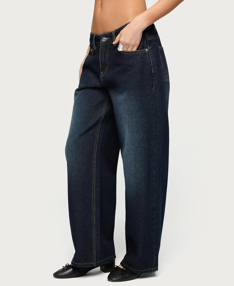 Edikted Women's Raelynn Washed Low Rise Jeans