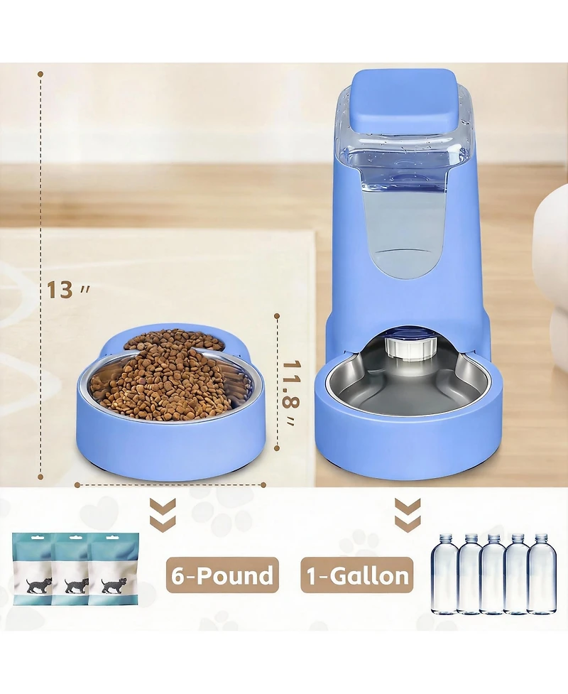 Aronkl Automatic Pet Feeder & Water Dispenser for Small Medium Dogs Cats