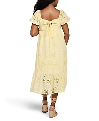 Motherhood Maternity Smocked Bodice with Puff Sleeves Midi Dress