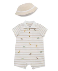 Little Me Baby Boys' Safari Romper & Bucket Hat, 2-Piece Set