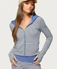 Edikted Women's Meggy Striped Zip Up Hoodie