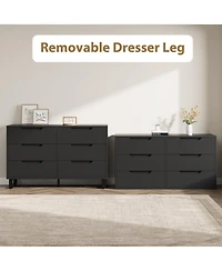 gaomon 6 Dresser for Bedroom, 47.2 Wide Dresser, Freestanding Vertical Drawer Cabinet with Storage, Wooden Closet Storage Chest Living Room.