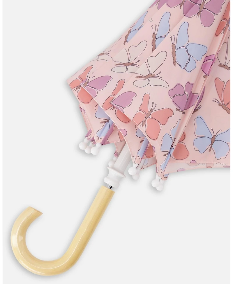 Deux par Deux Girl's Umbrella Butterfly Print