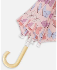Deux par Deux Girl's Umbrella Butterfly Print