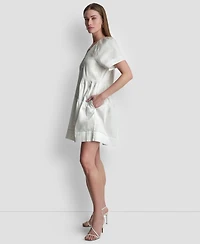 Dkny Women's V-Neck Contrast-Stitch Mini Dress