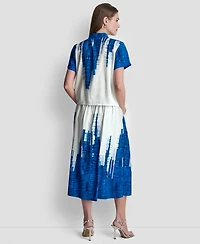 Dkny Women's Printed Short-Sleeve Camp Shirt