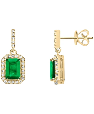Macy's Sapphire (2.10 ct. t.w.) & White (0.25 Drop Earrings 14k Gold (Also Available Emerald)