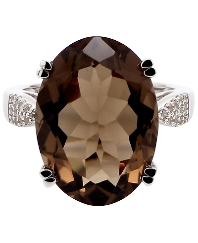 Macy's Smokey Quartz (11 ct. t.w.) & White Topaz (0.11 ct. t.w.) Ring in Sterling Silver