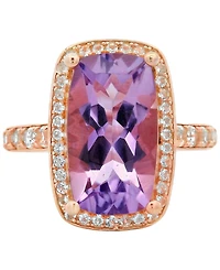 Macy's Pink Amethyst (3.30 ct. t.w.) & White Topaz (0.60 ct. t.w.) Ring in 14k Rose Gold Plated Sterling Silver