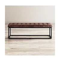 Global Archive 55" Genuine Distressed Leather Ottoman Bench