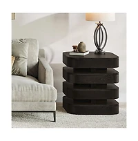 Jofran Brix Mid-Century Modern Floating Sculpture Layered Square End Table