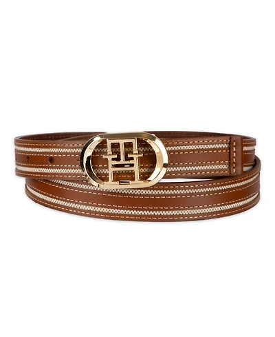Tommy Hilfiger Women's Monogram Plaque Buckle Casual Belt
