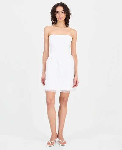 Sam Edelman Women's Beaded Floral Strapless Mini Dress