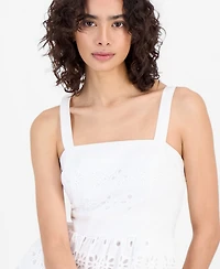 Sam Edelman Women's Square-Neck Sleeveless Eyelet Midi Dress