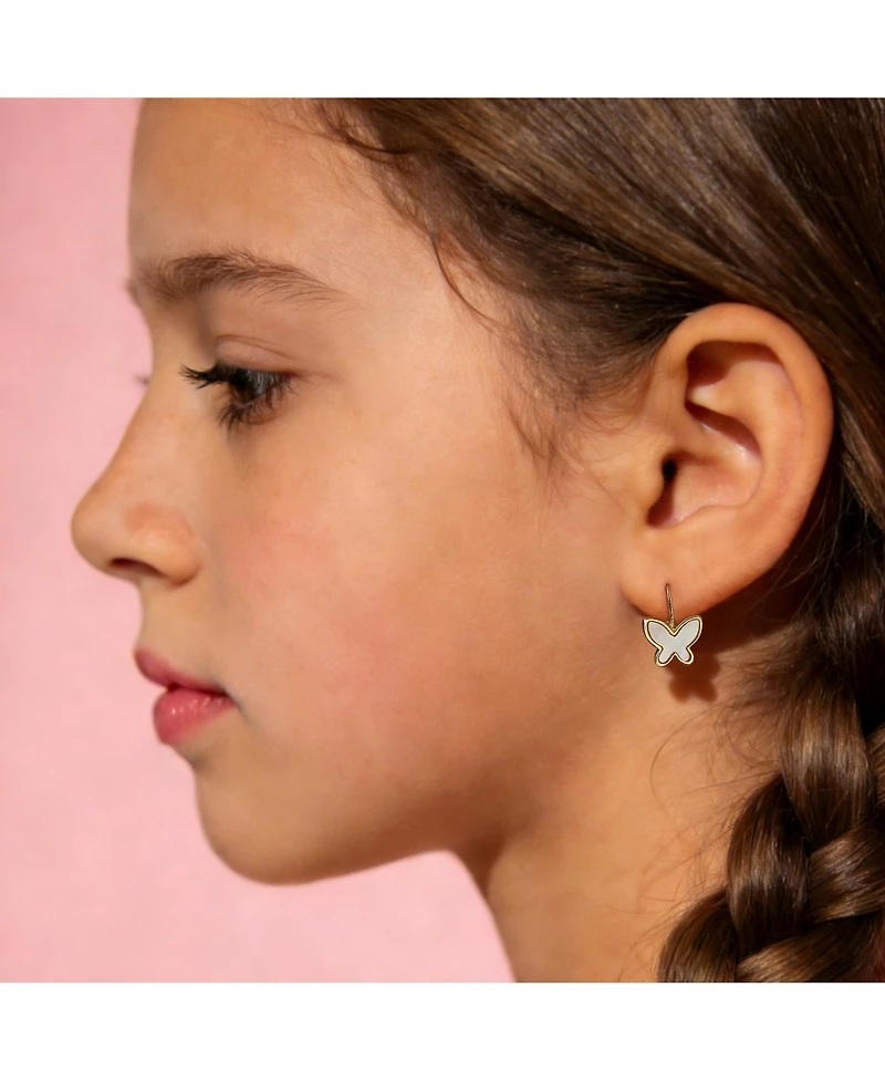 Enchanting Kids 14K Yellow Gold-Plated Mother of Pearl Butterfly Dangle Earrings
