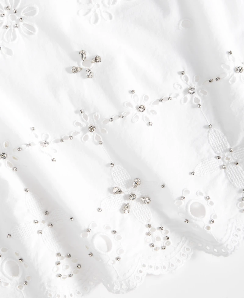 I.n.c. International Concepts Women's Crystal Embellished Eyelet Sleeveless Top, Macy's Exclusive