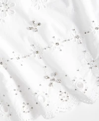 I.n.c. International Concepts Women's Crystal Embellished Eyelet Sleeveless Top, Macy's Exclusive