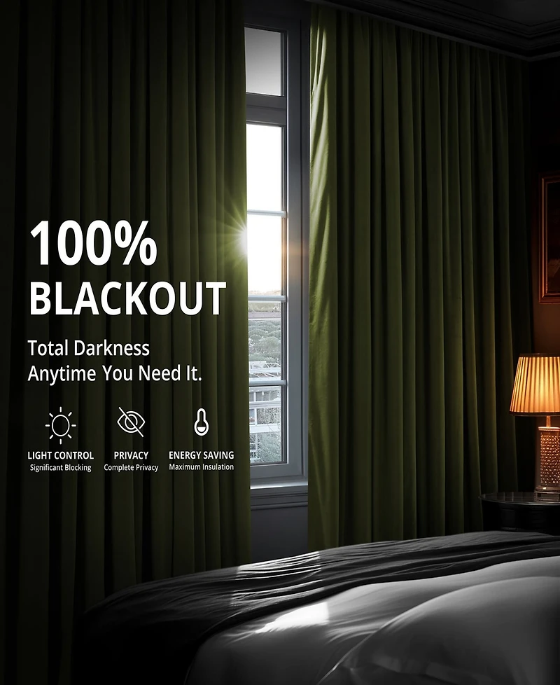 Half Price Drapes Basque Green Signature Velvet Blackout Curtain