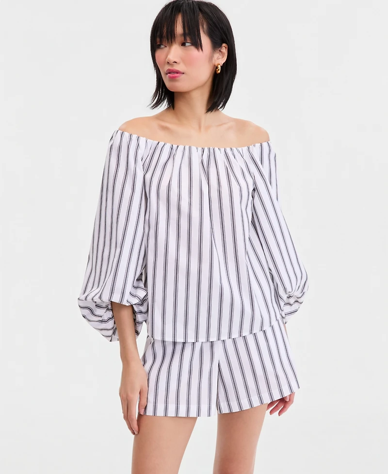 I.n.c. International Concepts Women's Off-The-Shoulder Puff-Sleeve Blouse, Macy's Exclusive
