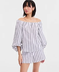 I.n.c. International Concepts Women's Off-The-Shoulder Puff-Sleeve Blouse, Macy's Exclusive