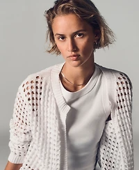 Dkny Jeans Women's Open-Stitch Drop-Shoulder Cardigan Sweater