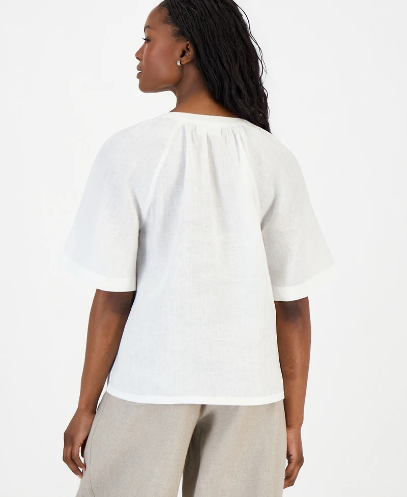 Charter Club Petite Bead-Embellished Linen Top, Macy's Exclusive