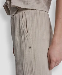 Dkny Jeans Petite Smocked Encased Elastic Waistband Ankle Length Pants