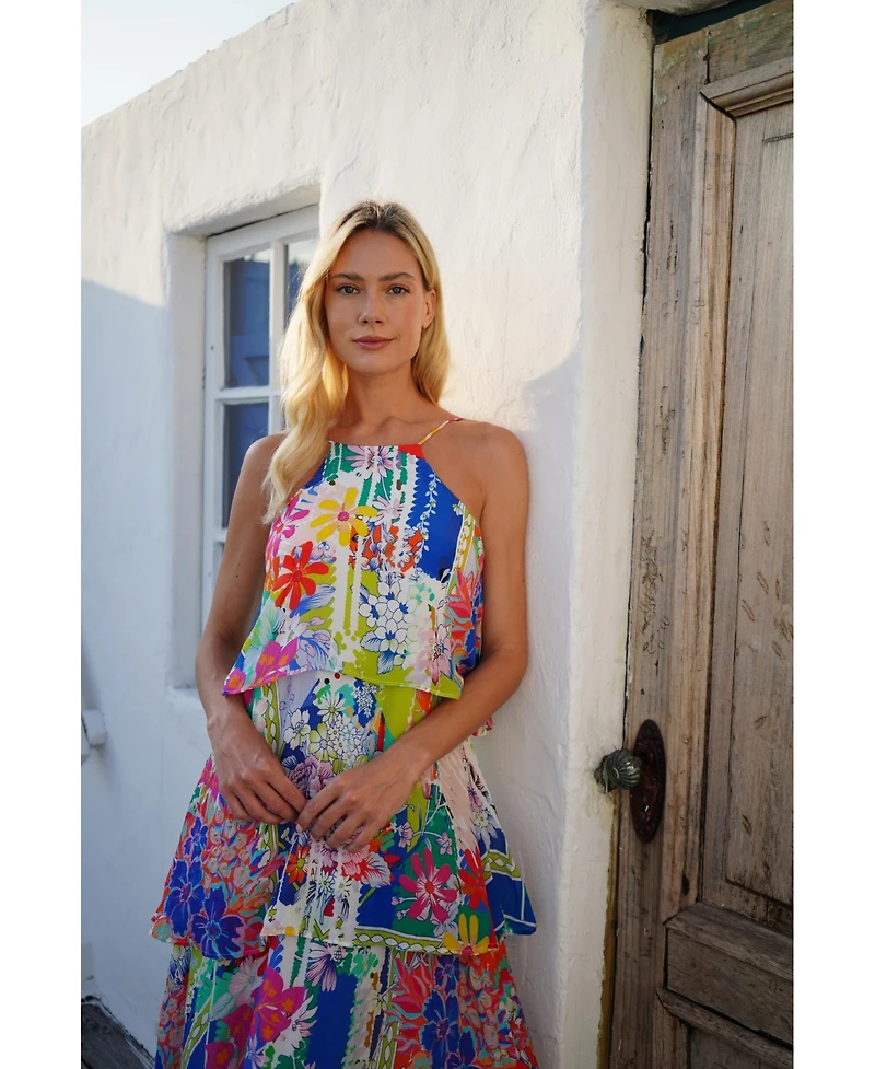 La Moda Clothing Women's Flowing Tiered Skirt Maxi Dress