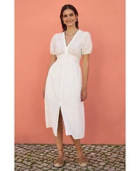 Yumi Women's Broderie Anglaise Midi Dress