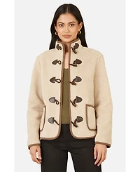 Yumi Women's Faux Leather Button Detail Jacket