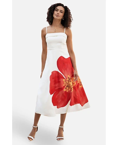 Yumi Women's Oversize Poppy Placement Midi Sun Dress