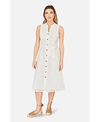 Yumi Women's Broderie Anglaise Cotton Shirt Dress