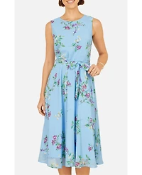 Yumi Women's Floral Print Midi Skater Dress