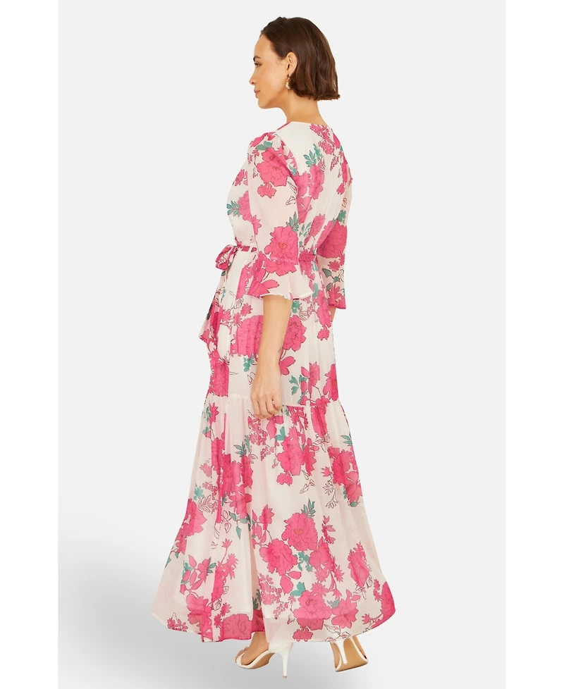 Yumi Women's Blossom Print Maxi Wrap Dress