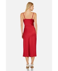 Yumi Women's Satin Cowl Neck Midi Dress