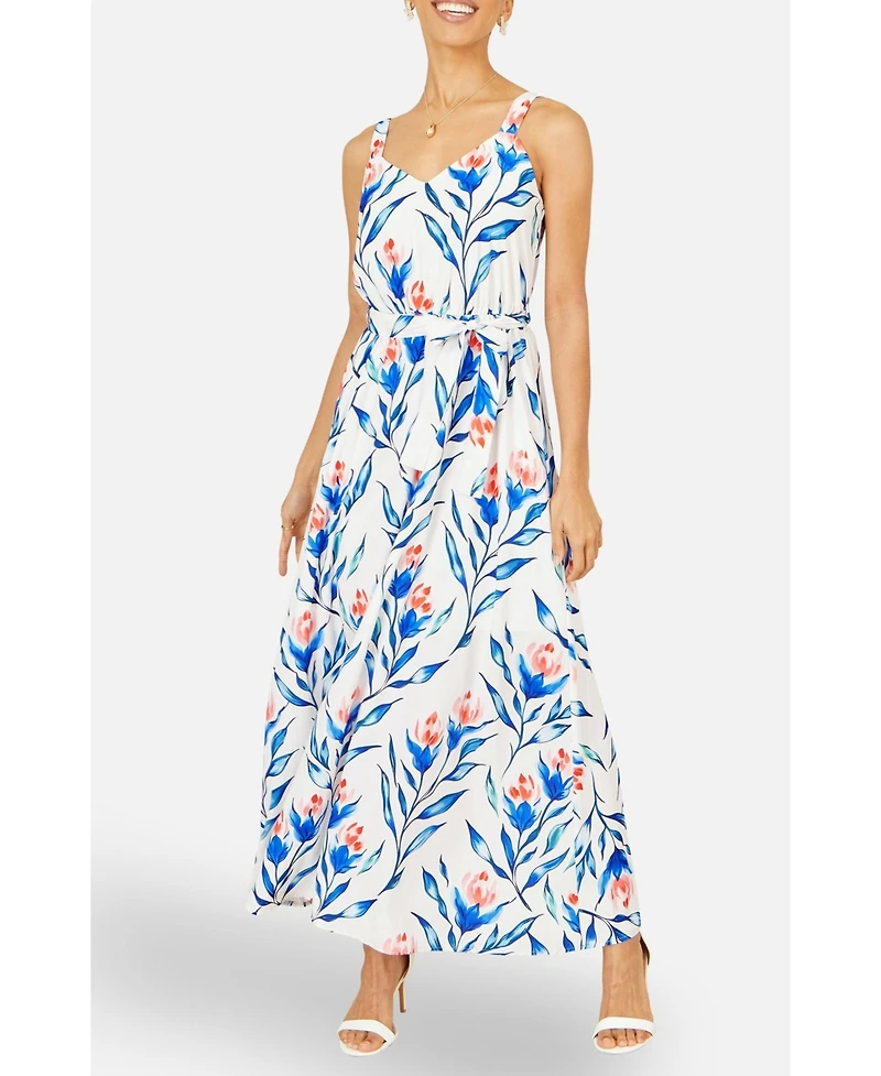 Yumi Women's Floral Print Maxi Sun Dress