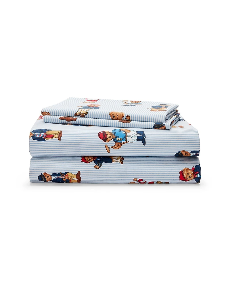 Polo Ralph Lauren Teddy Bear Stripe 3-Pc. Sheet Set, Twin