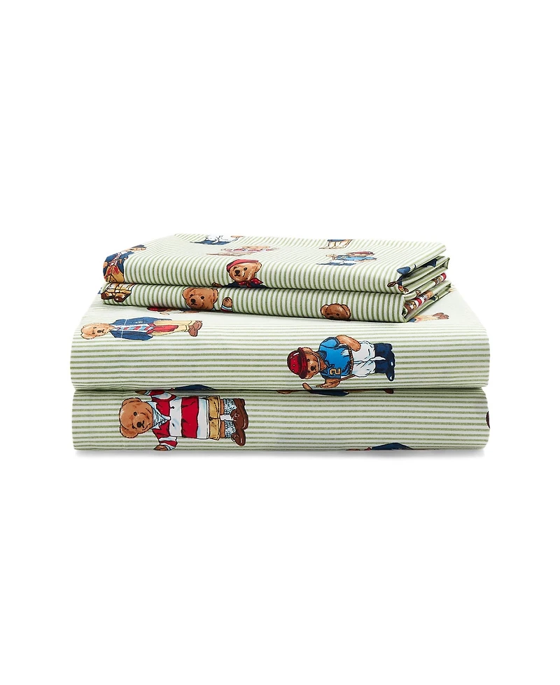 Polo Ralph Lauren Teddy Bear Stripe 3-Pc. Sheet Set, Twin