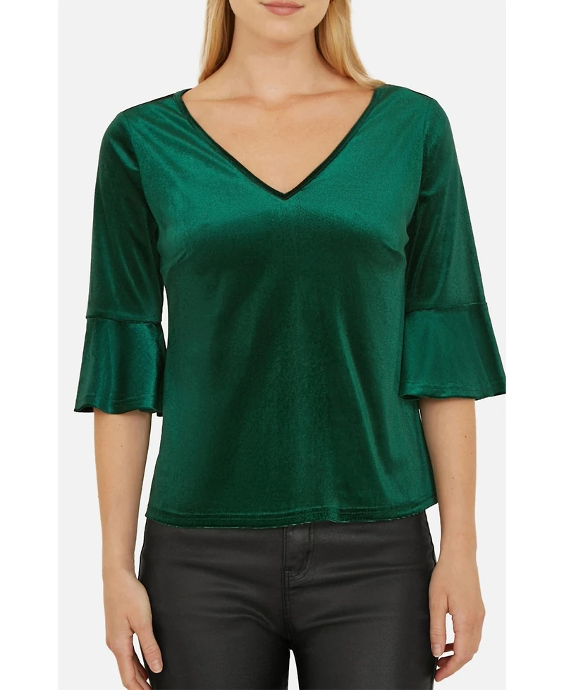 Yumi Women's Fluted Sleeve Relaxed Fit Top