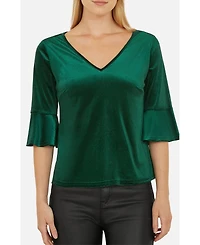 Yumi Women's Fluted Sleeve Relaxed Fit Top