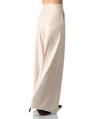 Ivonne Women's Wide Leg Faux Leather Pants with Pockets