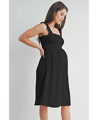 Hello Miz Maternity Smocked Empire Waist Sleeveless Square Neck Dress