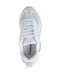 bebe Women's Sneaker with Mesh Upper and Rhinestones Embellishment